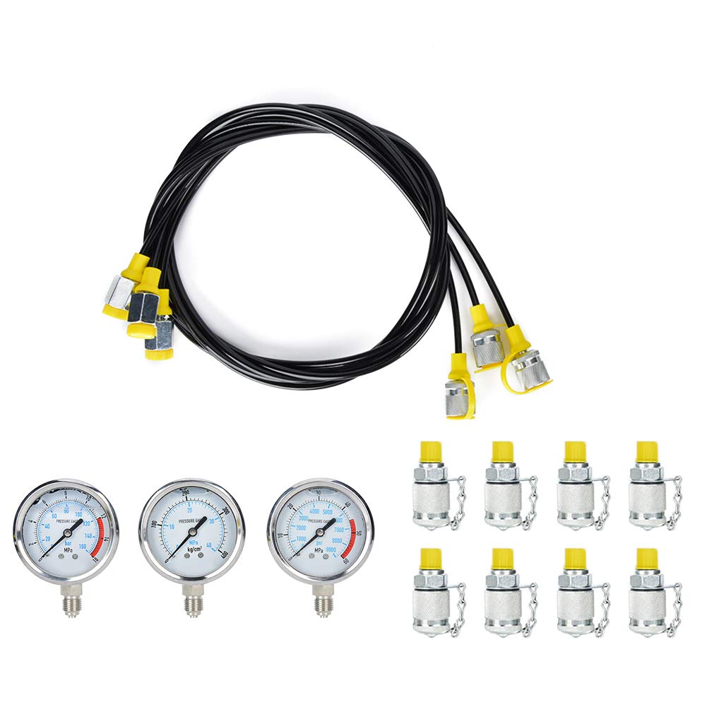 Kit per Prove di Pressione Kit per Prove di Pressione idraulica Strumento per Prove di Pressione per Attrezzature idrauliche con manometro per manometri Idraulici per Olio