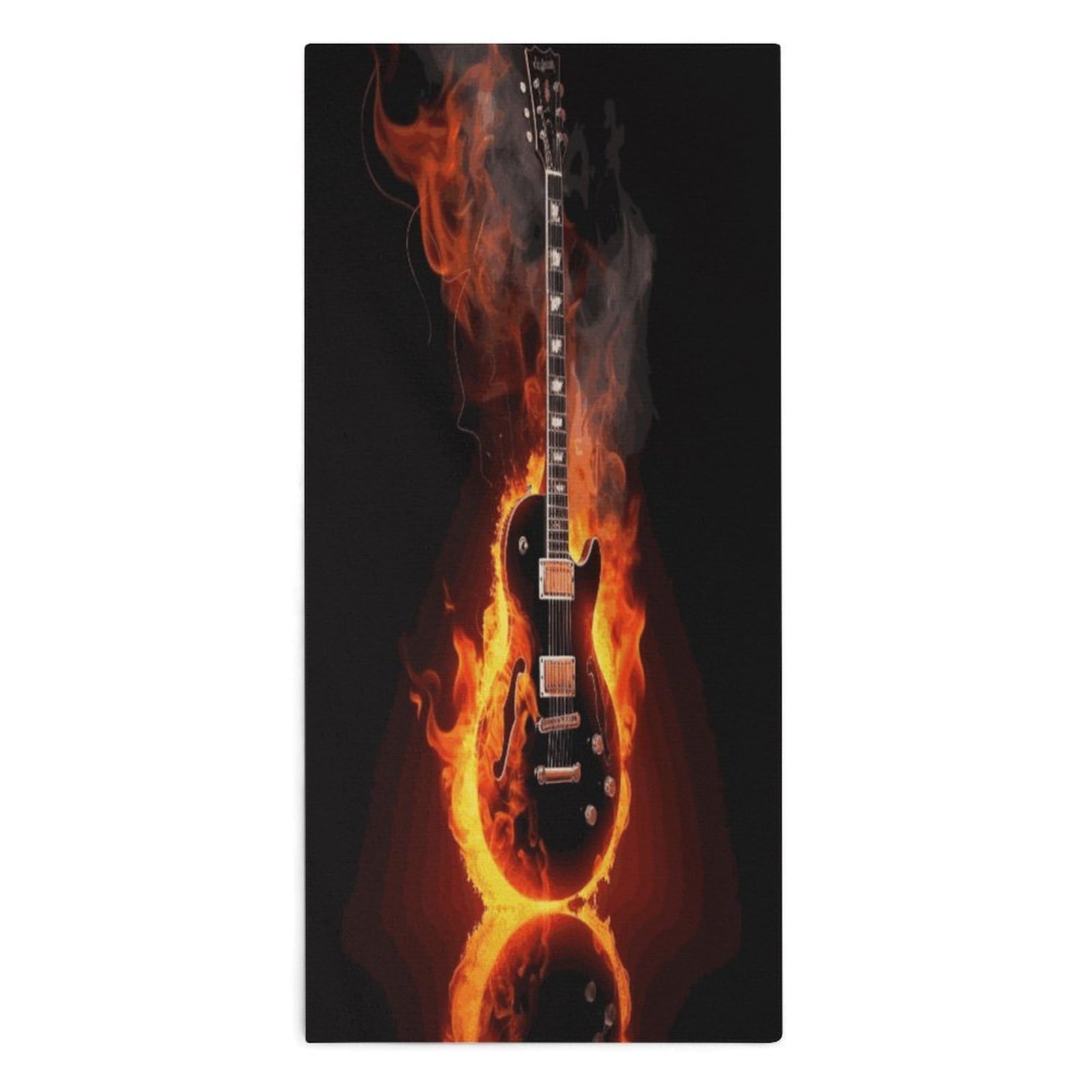 Fodpand Style Fire Guitar Microfiber Towels, Decorative Bath Towel Soft & Lightweight, Hand Towels Multipurpose Use For Bathroom, Pool, Gym, Spa, And Hotel Use