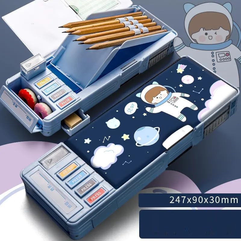 Image of Multifunctional Pencil Box for Kids, Space Pencil Box for Boys, Kids Pencil Box for Kids, Magnetic Pencil Box for Boys, Pop up Pencil Box, Space Theme Return Gifts for Kids