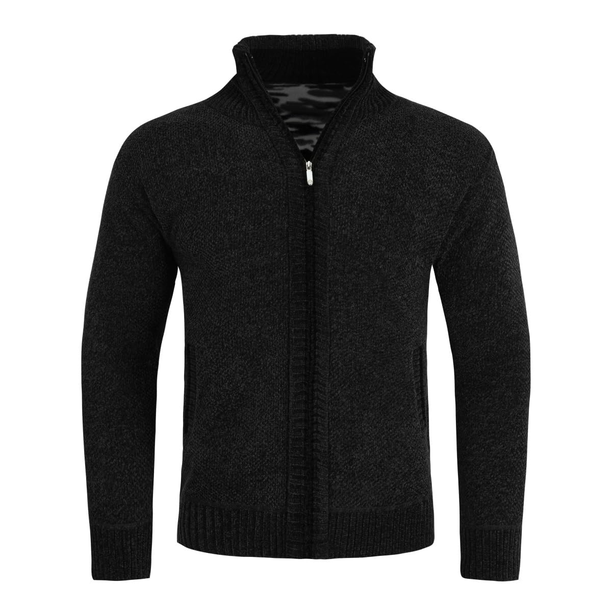 Allthemen Cardigan da Uomo Spesso con Collo Alto e Cerniera Lavorato a Maglia Sweater con Maniche Lunghe in Lana e Cotone