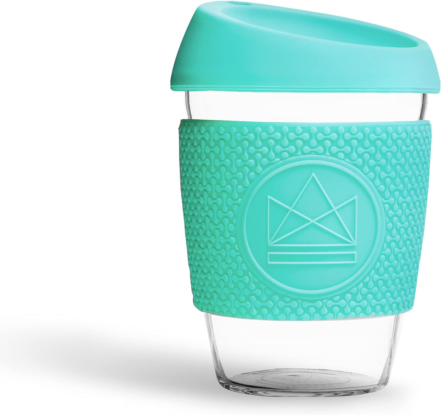 Glass Coffee Cups | Glass Coffee Mugs with Lids | Reusable Glass Coffee Cup at Home or On the Go | For Hot & Cold Drinks | Durable, Non-permeable, Non-slip | Free Spirit, 12oz