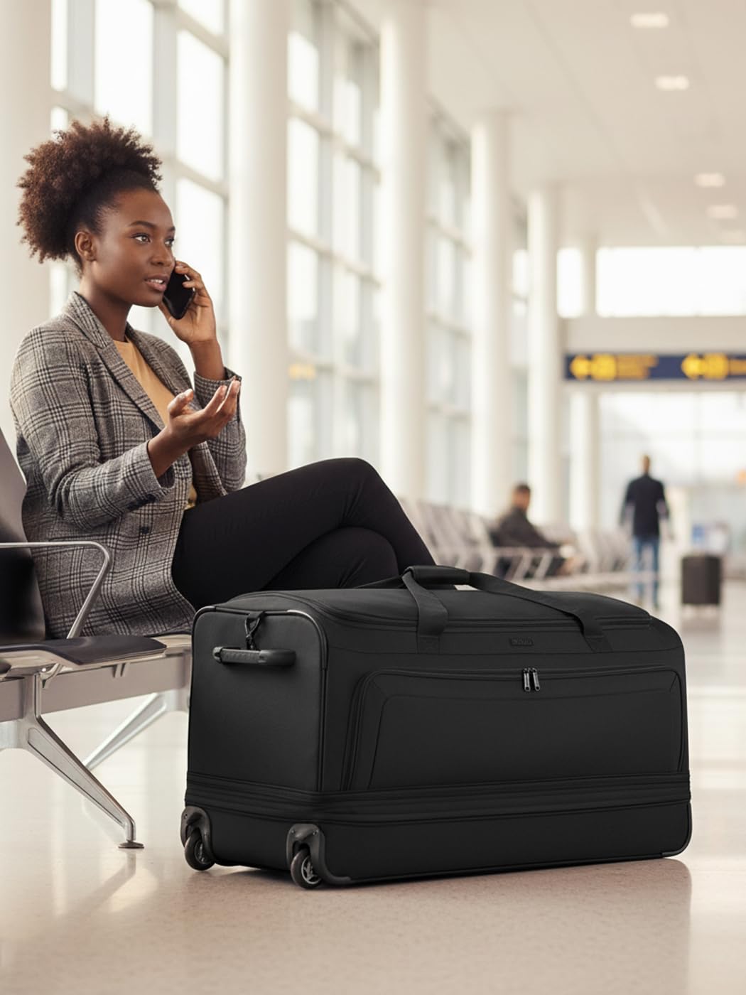 REDOLZ XL sehr große Jumbo Trolley-Reisetasche mit Rollen 80 cm [Sondergröße] Volumen mit Dehnfalte erweiterbar von 110 auf 140 Liter | extra Bodenfach für Männer & Frauen (Duffle Essentials)