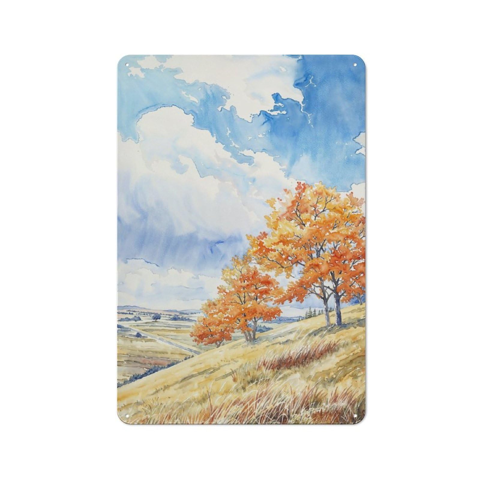 Junmoney Fiery Autumn Hills For Garden Room Or Summerhouse, Vintage Tin Sign 30X20cm, A Metal Wall Feature For Garden Rooms And Summerhouses