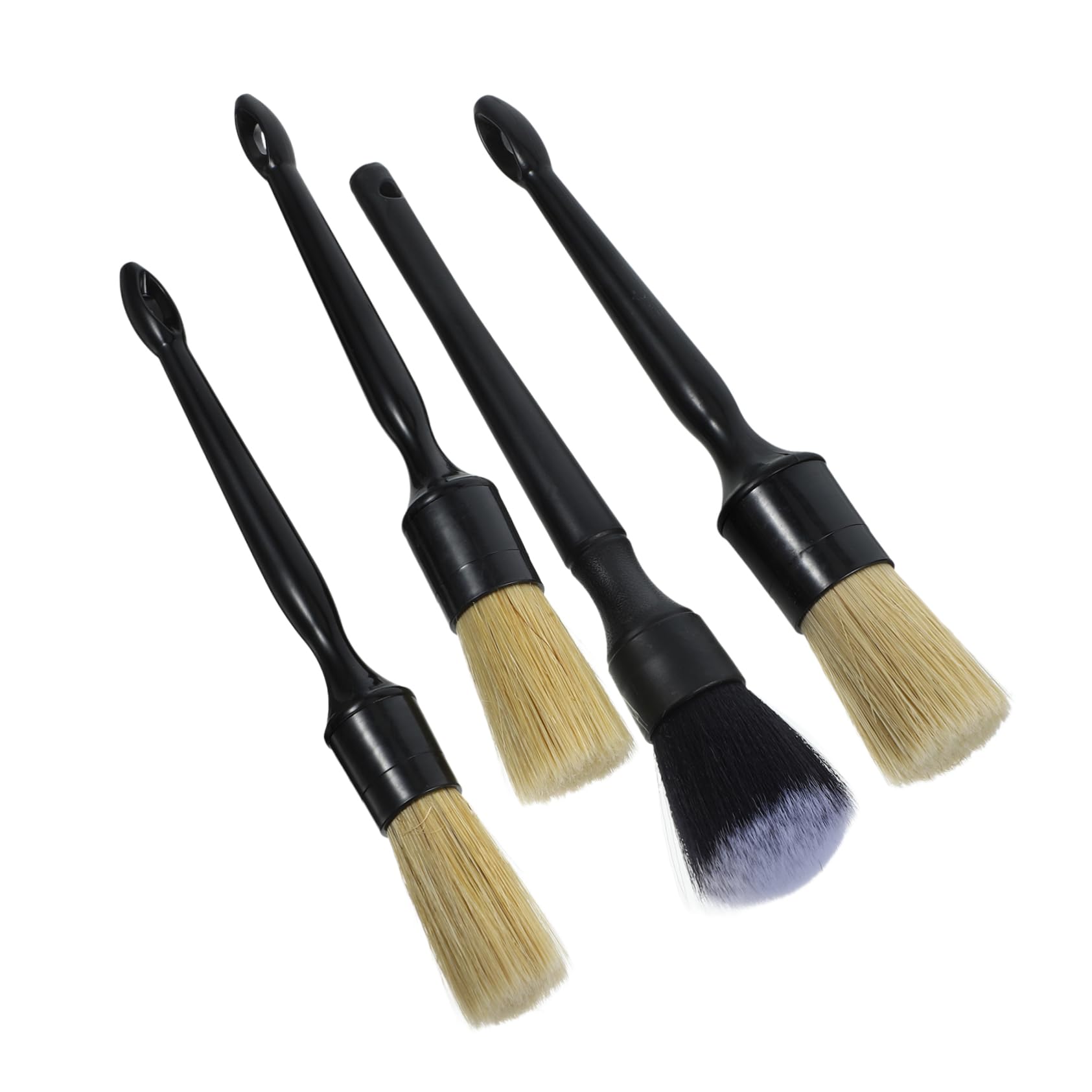 BELLIFFY 1set Auto Detailing Brush Natural Boar Hair Detail Brushes for Car Cleaning Ergonomic Handle Scratch Design Essential Vehicle Accessories