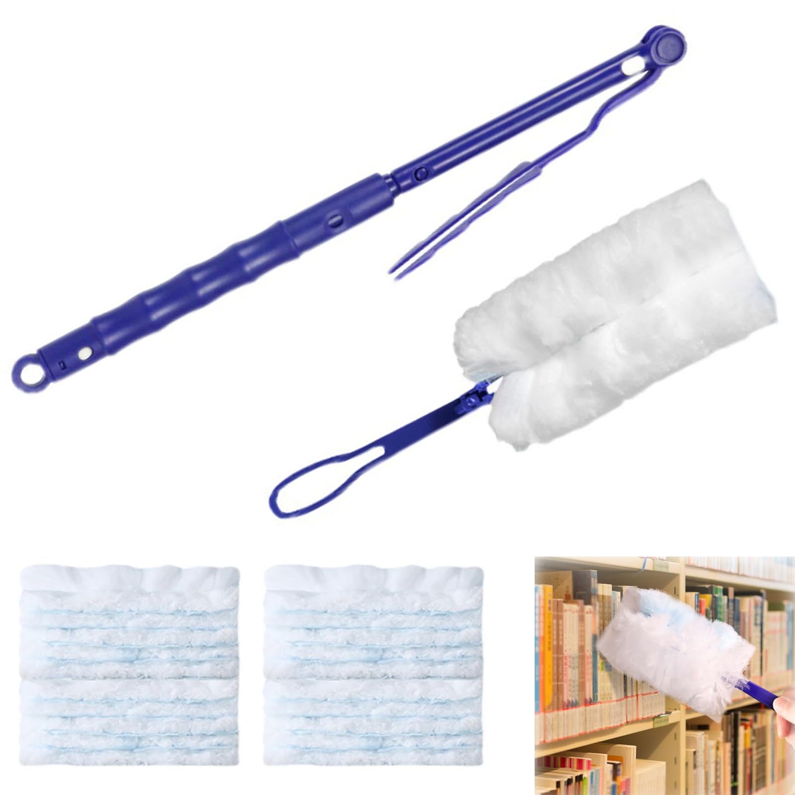 Electrostatic Duster Kit with Long & Short Handles | Heavy Duty Extender | 20 Refills | Dusting Made Effortless