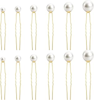 36 Pcs Pearl Hair Pins, Gold Combs Bobby Clips U Shaped Wedding Bridal Hair Accessories Pearl Bobby Hairs Pins Clips for Brides Bridesmaids Women Flower Girls Hairstyles