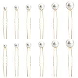 36 Pcs Pearl Hair Pins, Gold Combs Bobby Clips U Shaped Wedding Bridal Hair Accessories Pearl Bobby Hairs Pins Clips for Brides Bridesmaids Women Flower Girls Hairstyles