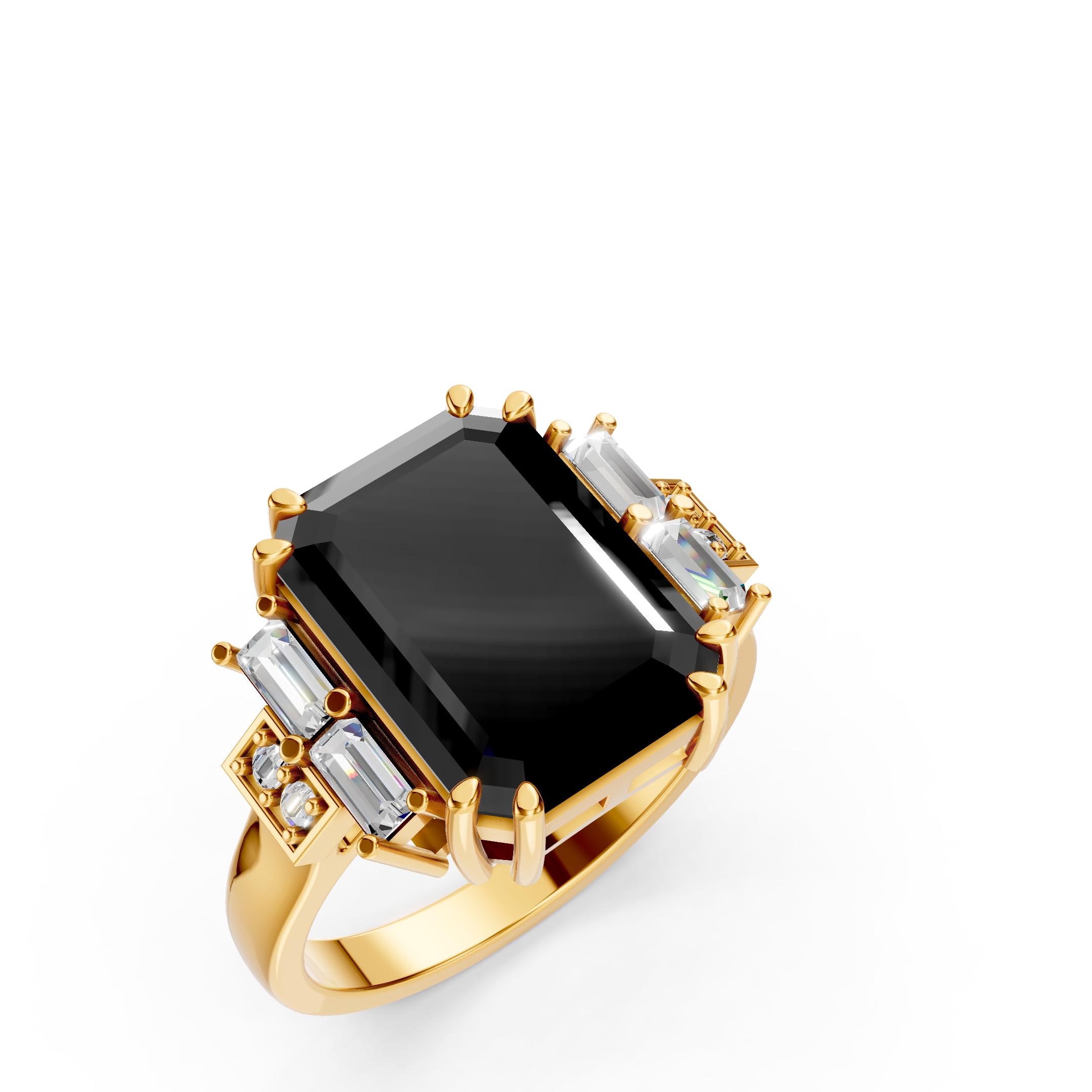 Unique Handmade Genuine Real Natural Black Onyx 925 Sterling Silver Promise Engagement Handmade Ring for Women