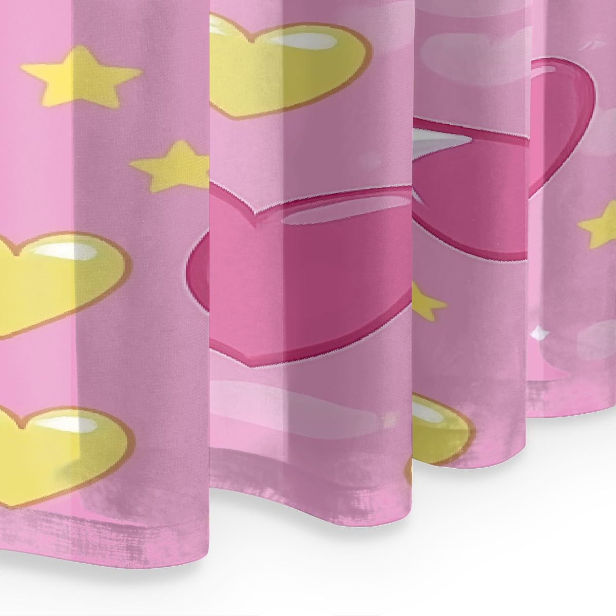 Mexpekil Tende trasparenti rosa giallo cuore amore per soggiorno camera da letto tenda in voile filtrante luce con tasca per asta 213 cm tende lunghe tende privacy tende per finestre set di 2 pannelli