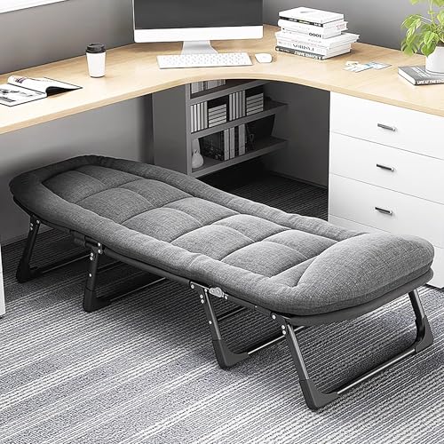 Lit pliant portable 170 x 60 cm avec matelas amovible pour le camping et le bureau