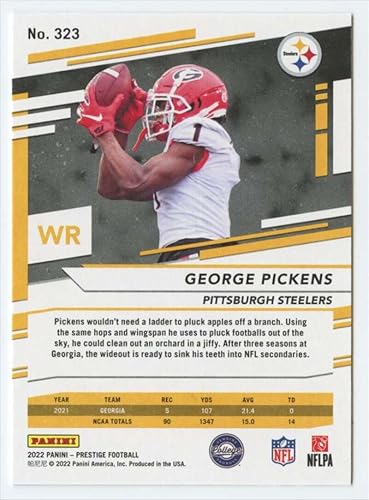 Miniatura 2 de 2022 Panini Prestige #323 George Pickens RC Rookie Pittsburgh Steelers NFL Football Trading Card