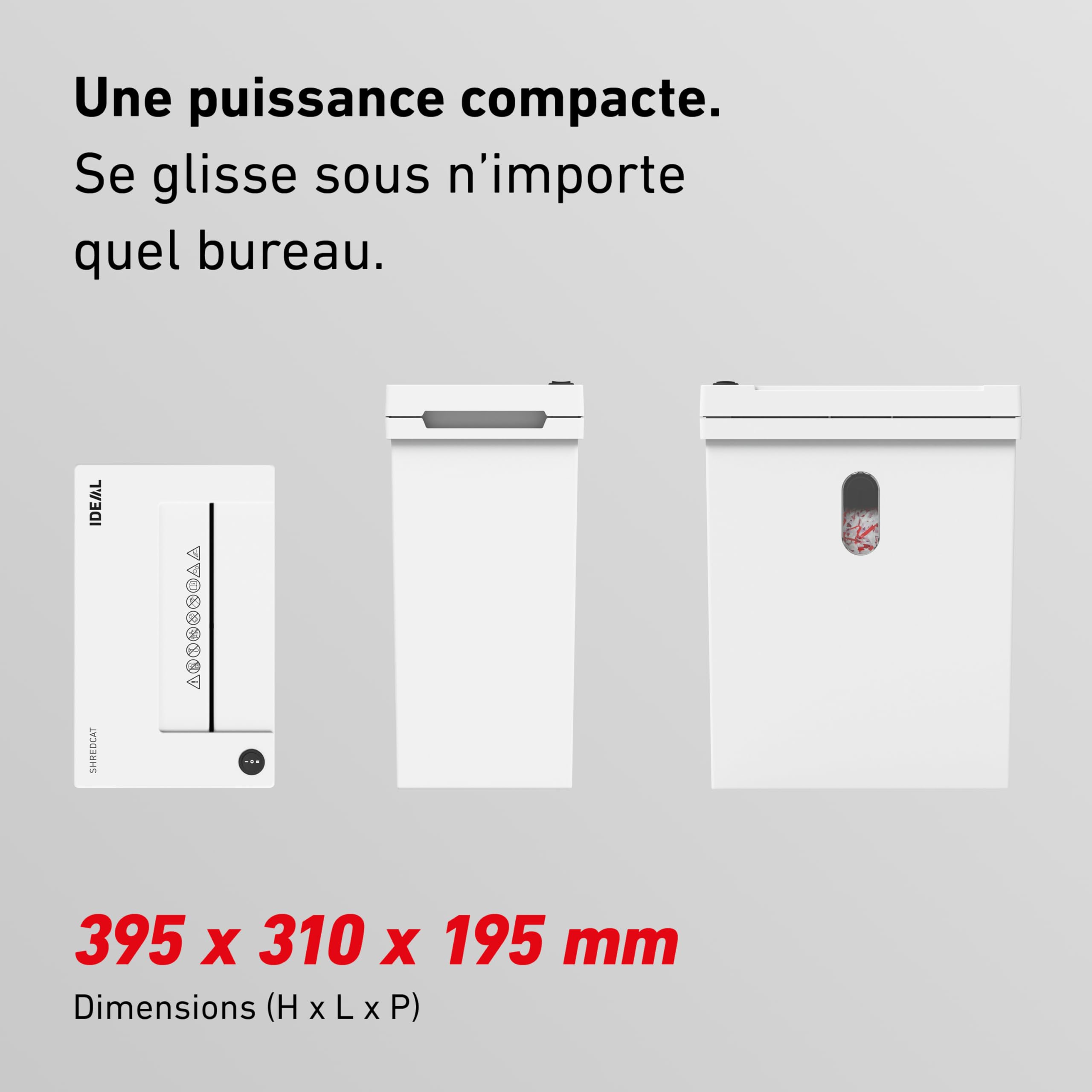 IDEAL Shredcat 8100 CC - Destructeur de Papier 10-12 Feuilles, Niveau de sécurité P-4, Coupe croisée 5x30 mm, 20 litres, Conforme RGPD, Silencieux et Puissant