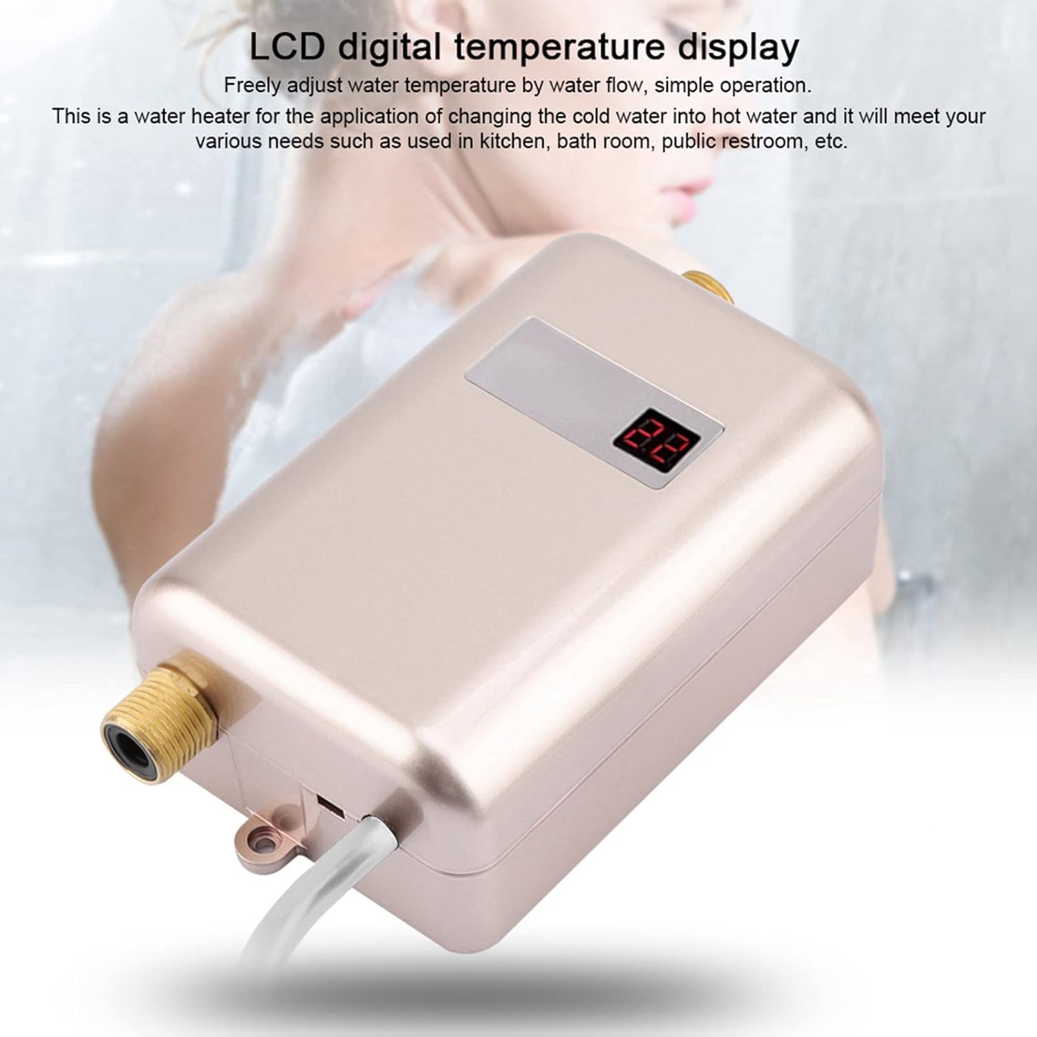 Scaldabagno Elettrico Istantaneo 3800w, Riscaldamento Rapido, Senza | Termostato Lcd Per Il Risparmio Energetico, Adatto Sia Per Il Bagno Che Per La Cucina, Garanzia Di Un Anno (White)