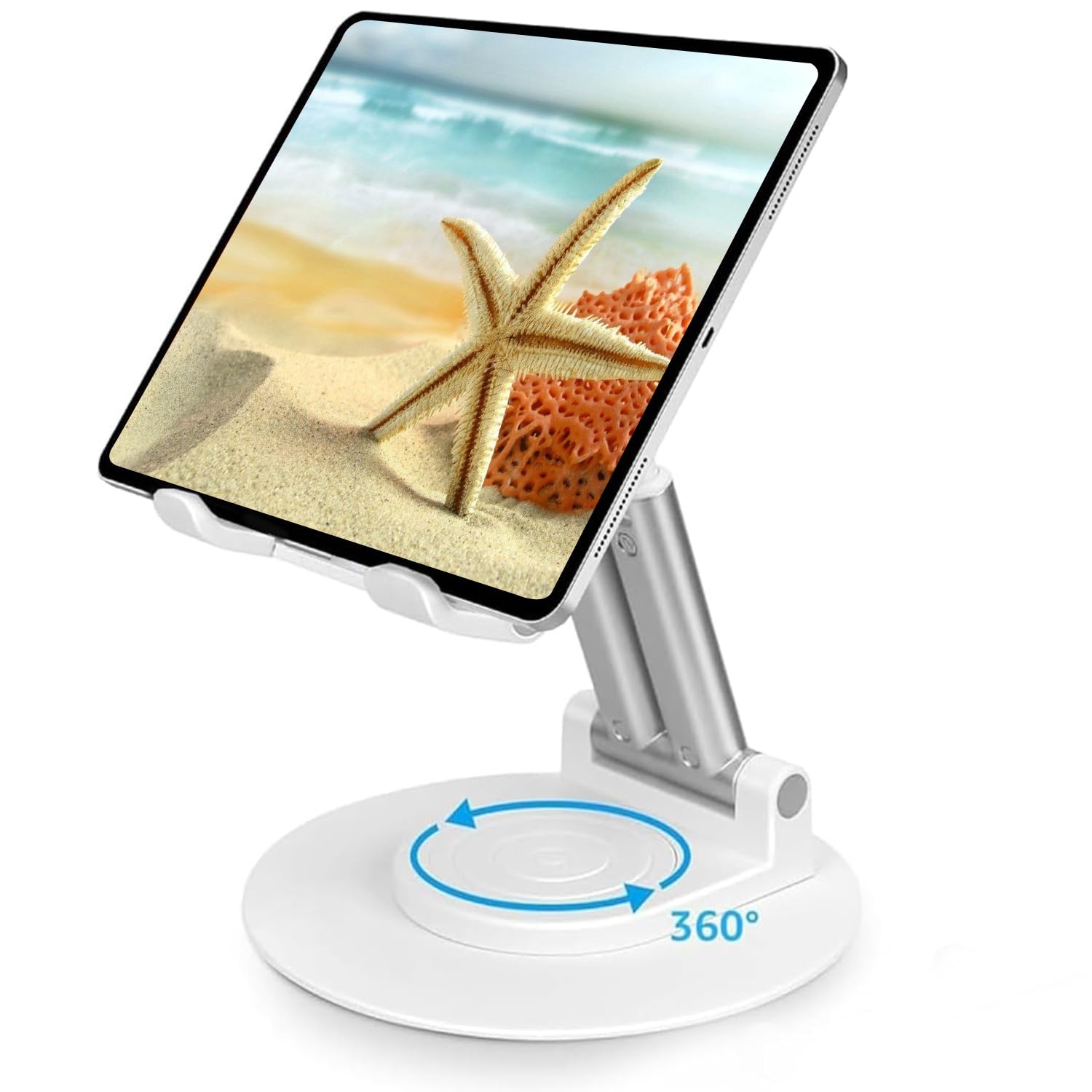 Dyazo Aluminium Tablet Stand Holder with 360° Rotating Base, Multi Angle Adjustments Compatible for iPad Pro | 11 | 10.9 | 10.2 | Air | Mini, Samsung Galaxy Tab, Lenovo Pad and All Tablets-Silver — Amazon image 7