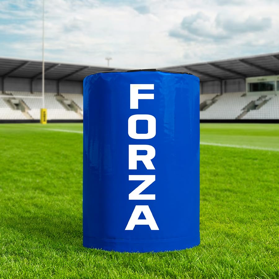 FORZA Low Height Rugby Tackle Bag – Pro Model Rugby Training Tackle Pad with Shock Reducing Foam Core, 615gsm Reinforced Cover & Padded Handles – Junior to Senior Contact Practice Bag (Blue, Youth)