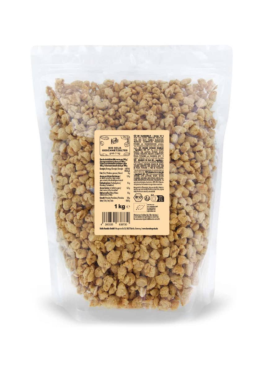 KoRo - Straccetti grandi di soia bio 1 kg - sostituto vegetale della carne - alto contenuto proteico - ricco di fibre