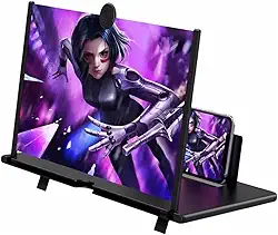 Amplificador de tela de telefone de 12 polegadas, amplificador de tela HD para smartphone 3D, suporte dobrável para telefone com ampliador de tela para filmes, vídeos, jogos,