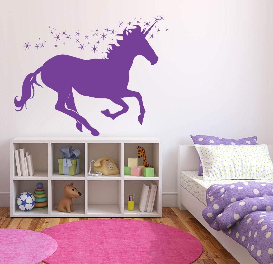 Unicorn Decals for Girls Room - Unicorn Bedroom Wall Decor for Girls - Unicorn Wall Stickers Decorations for Girls Bedroom - Unicorn Vinyl Art Pictures for Kids Baby Teen Nursery Room UN033
