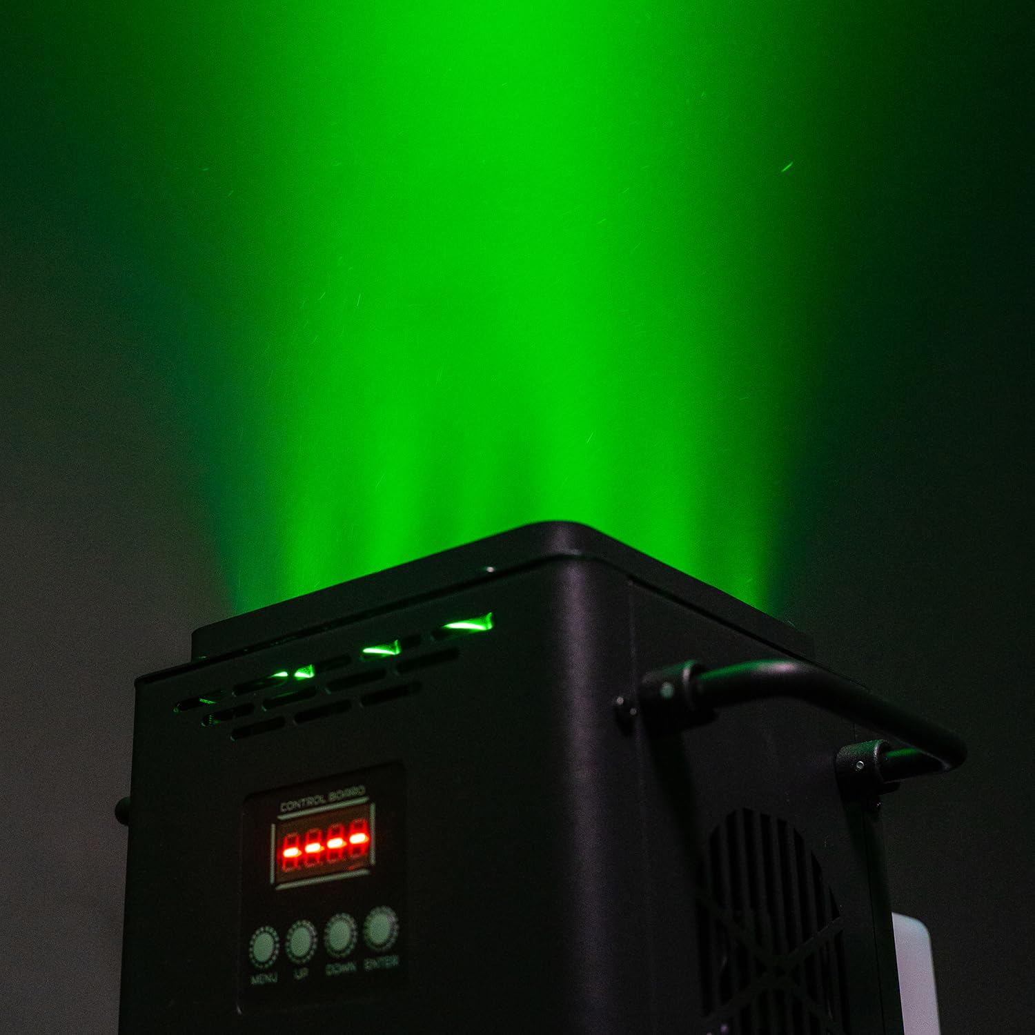 QTX VertiBox - Nebbia verticale compatta a LED, effetto fumo e luce per DJ, discoteca, palcoscenico, Natale e Halloween, telecomando wireless, DMX, LED RGB