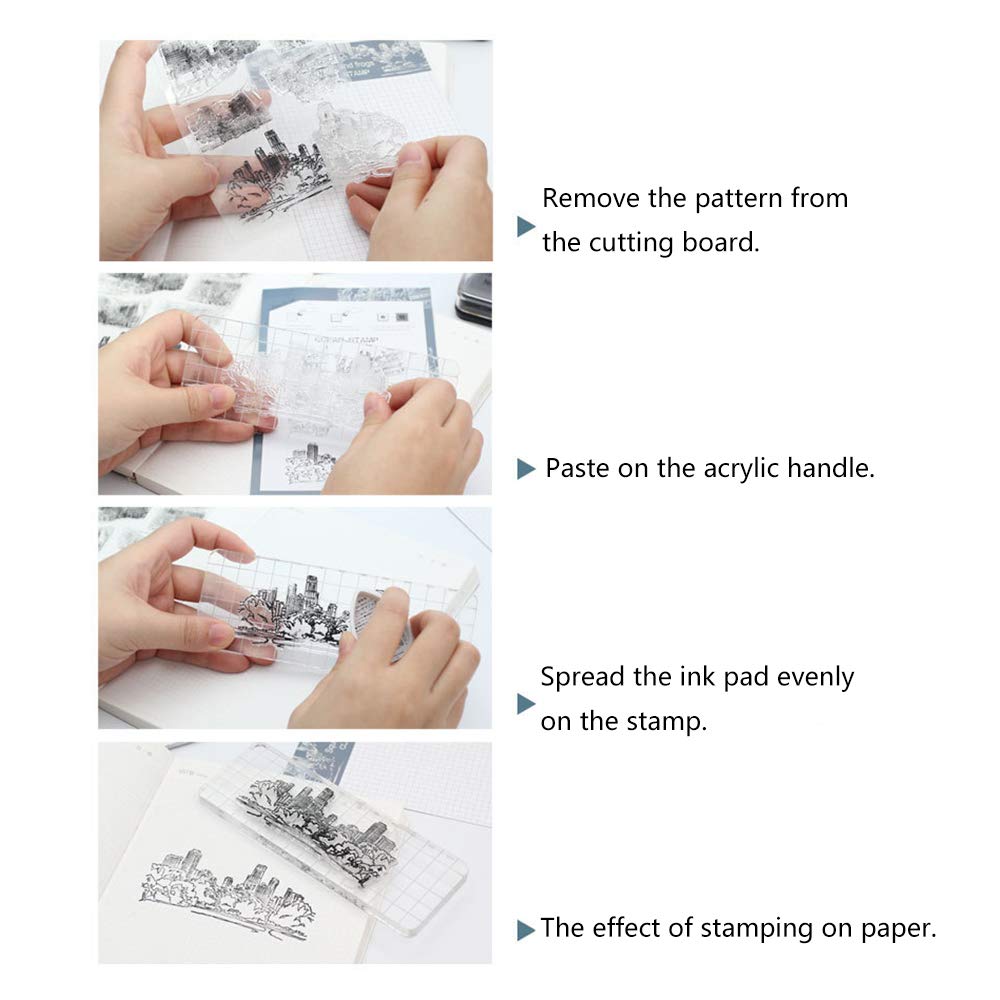DIY Trasparente Sigillo Album fai da te Embossing Card Album Scrapbooking Silicone Guarnizioni Decorazione Trasparente Mano Sirena Fata Pianta Foresta Silicone(6 Pacchetti)