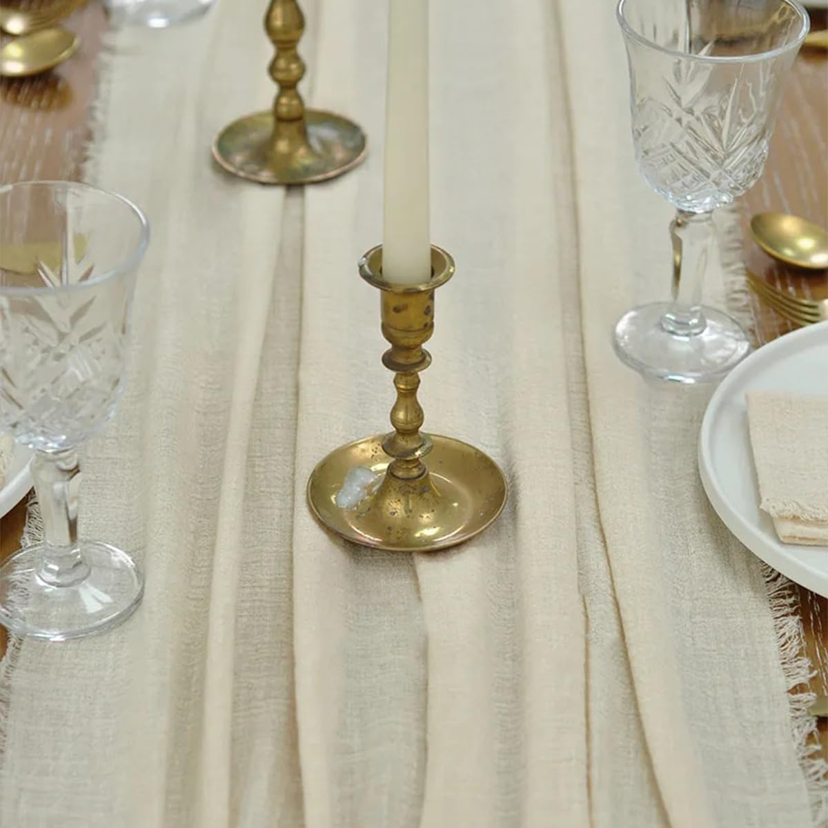 Chemin de Table, 40 x 300 cm, en Coton, pour Mariages, Anniversaires, décoration intérieure et fêtes, Couleur Blanc