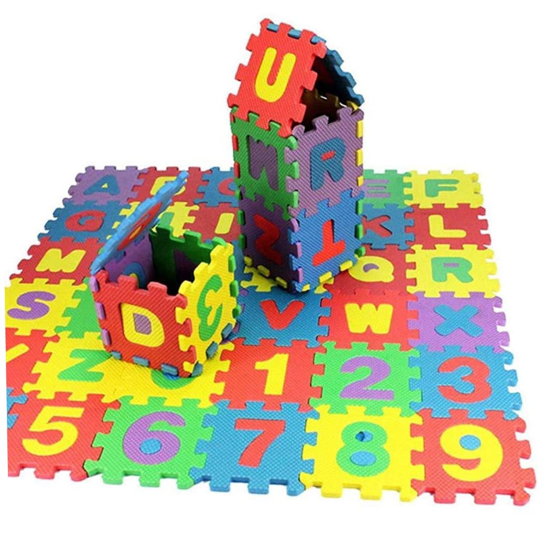 ZHU 36 Pcs Doux EVA Mousse Tapis De Jeu Numéros et Lettres Bébé Enfants