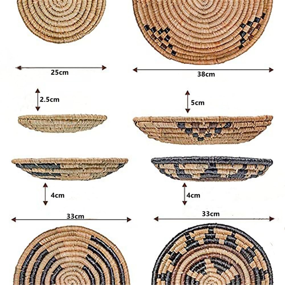 EFLALYHG Azul Decorativo,Cestas de Pared Tejidas a Mano Multiusos de Hierba Marina,Decoración de Pared Boho de Hierba Marina,Cestas Decorativas de decoración de hogar para salón,Cestas africanas