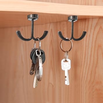 6 Pcs Zinc Alloy Crown Cabinet Hooks for Living Room Office Bedroom,Double Hooks for Hanging Cups Bags Kitchenware Keys Plants.etc