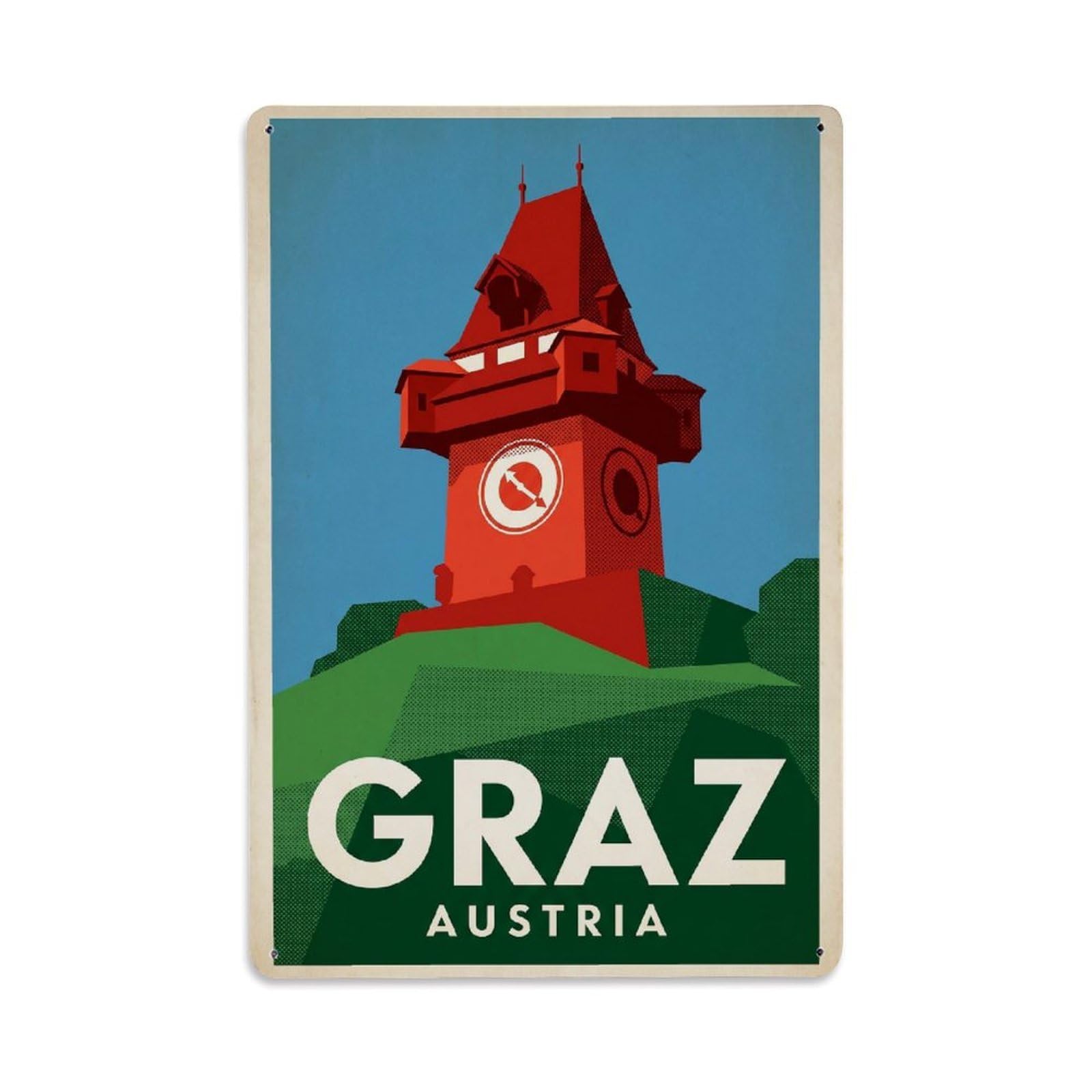 Retro Austria Graz Travel Metal Tin Sign Plaque Wall Decor for Cafe, Club Bar, Office, Garden Metal Poster 8x12Inch