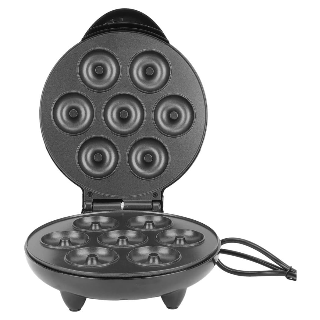 Trade Shop - Mini Donut Maker 1000w Antiaderente Riscaldamento A Doppia Faccia Elettrico 7 Ciambelle -