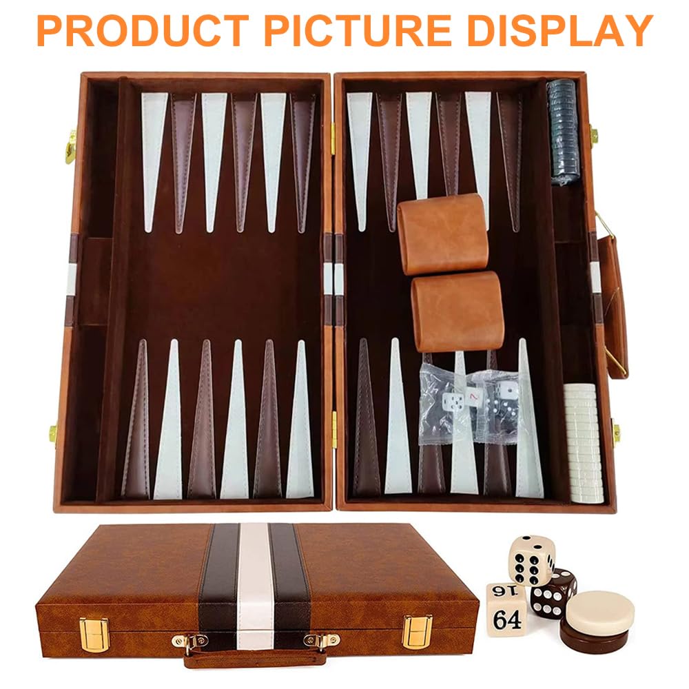 Backgammon Set, Backgammon Voyage, 11 Pouces Portables Bagamon de Voyage, pour Les Voyages et Les déplacements, Jeux de Société Familial pour Adultes avec poignée
