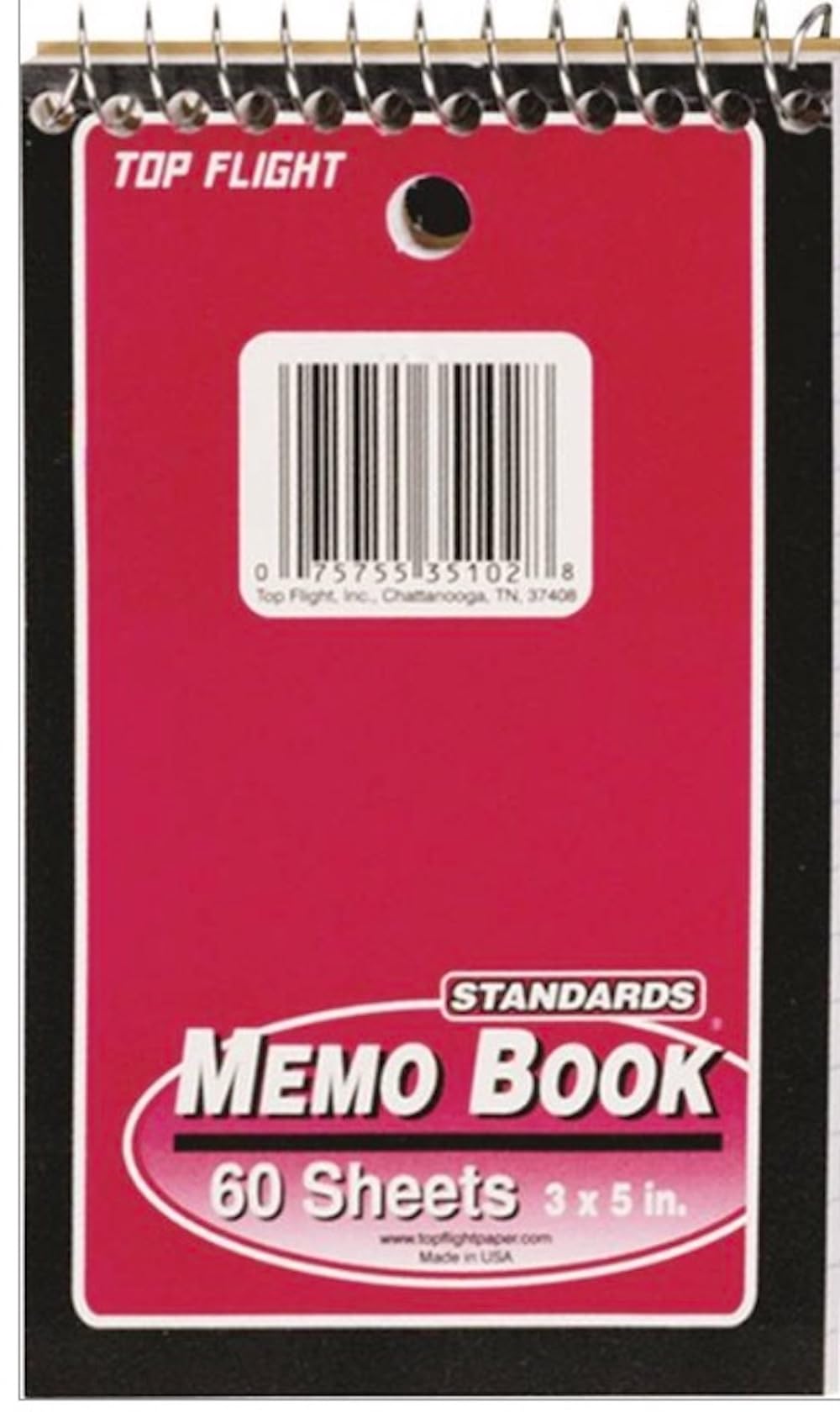 Top Flight Memo Book 3 x 5 in. Colors May Vary (Pack of 4)