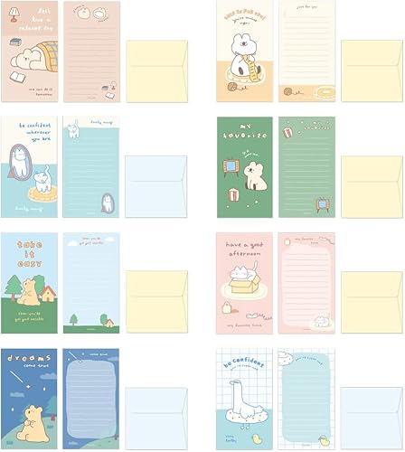 Miniatura 3 de Monolike Story town Afternoon A Mini - Juego de papel y sobres de cartas, 8 tipos, 32 letras de papel + 16 sobres