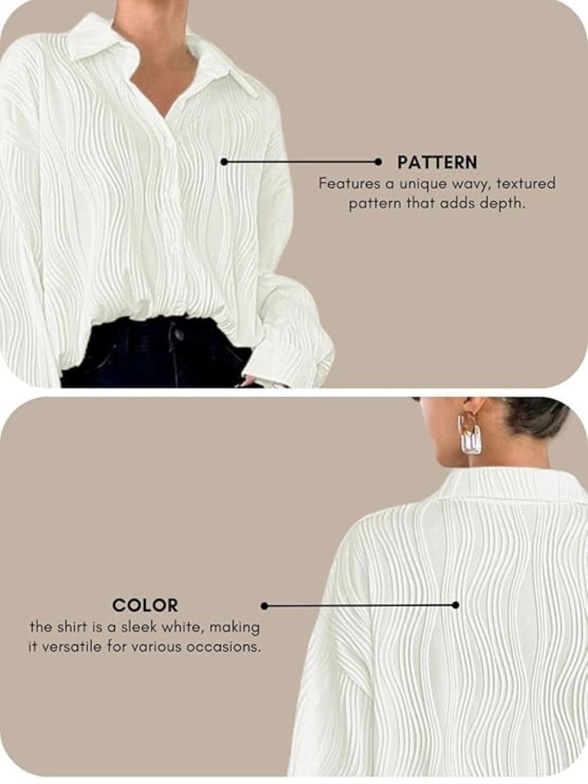 Leriya Fashion Camisa de mujer de gran tamaño | Camisa de mujer elegante Western | Camisa larga para mujer