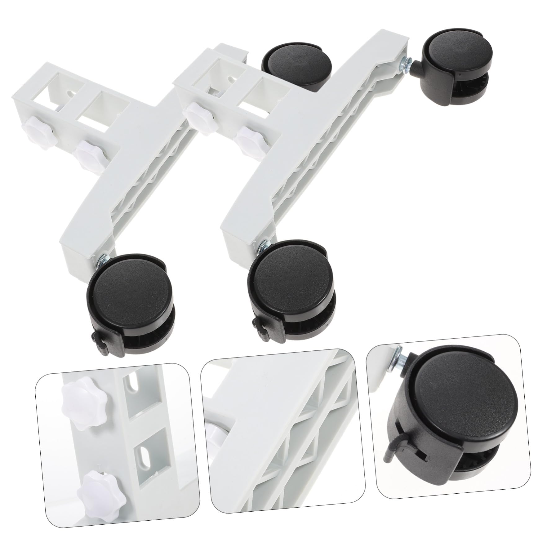 Angoily Support pour Radiateur Infrarouge Blanc, 2 Pièces, en Nylon et Fer, Robuste Barre Centrale Renforcée, Base Ajustable pour Appareil de Chauffage Électrique