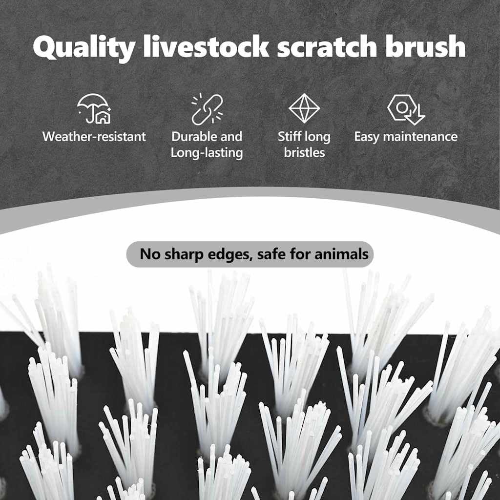 vidaXL Brosses pour Le bétail Noir et Blanc 50 x 10 x 6.5 cm, Station de toilettage extérieur, Brosse Robuste pour Animaux, Fournitures de Ranch pour Le Confort des bêtes