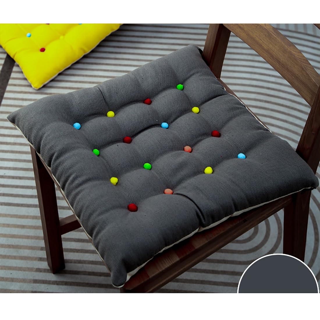VHJdtE Seat Cushion, Creative For All Seasons|Square Cozy Seat Pads With Straps|PP Cotton Filling Stylish Chair Pad Pillow(Gray)