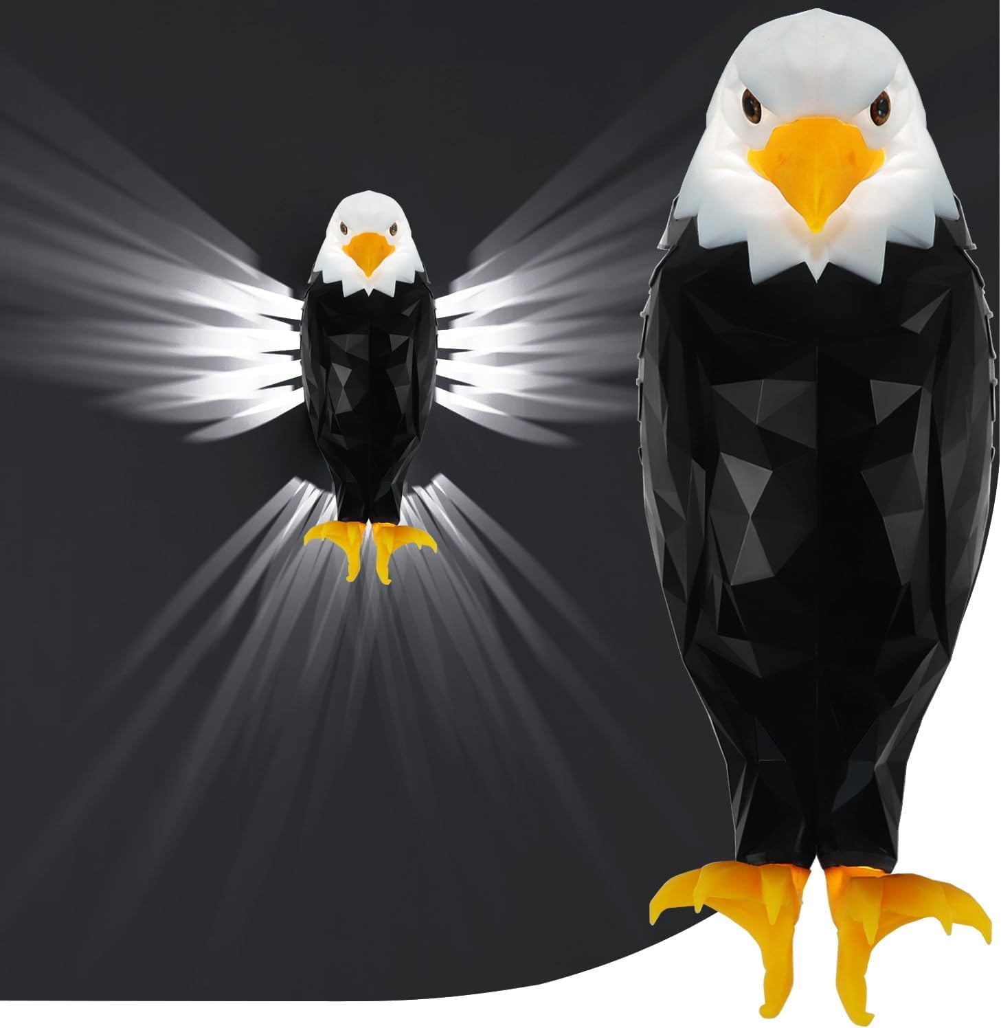 Bald Eagle Wall Light, American Eagle Night Light with Remote Control, Magnetic Wall Mounted Eagle Lamp for Bedroom, Living Room, Battery Operated and Removable Charging Eagles Light