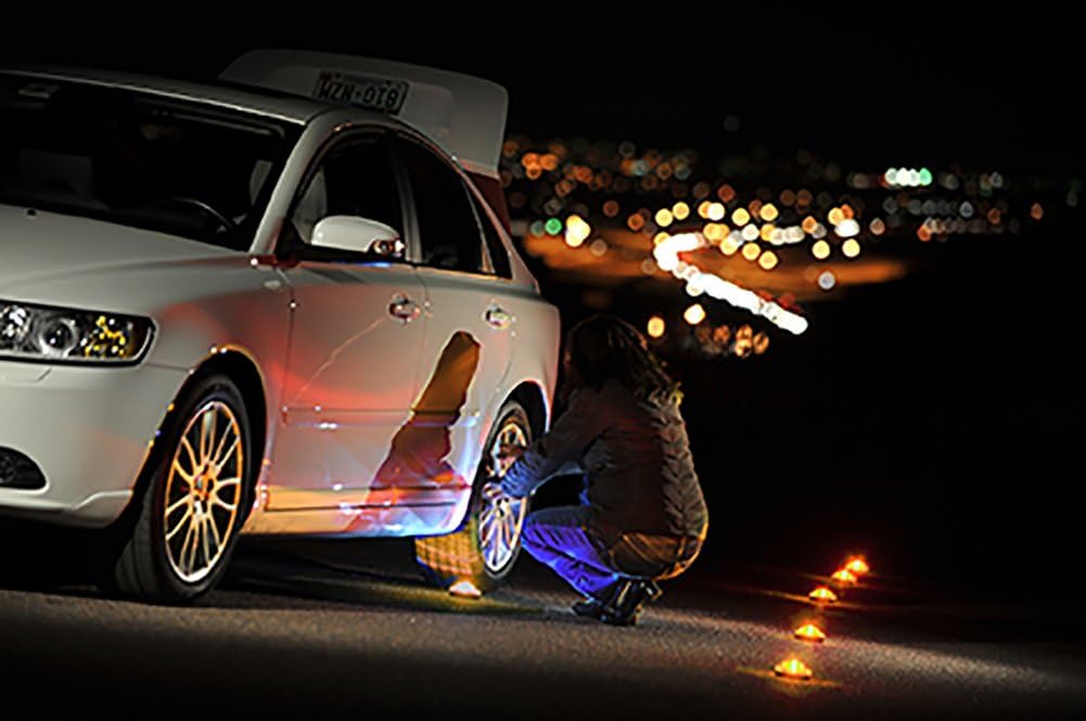 Stonepoint Emergency LED Road Flare Kit – Set of 3 Super Bright LED Roadside Beacons with Magnetic Base – Flashing or Steady Red Lights Visible Up to 2 Miles Away – Includes Storage Bag: Automotive