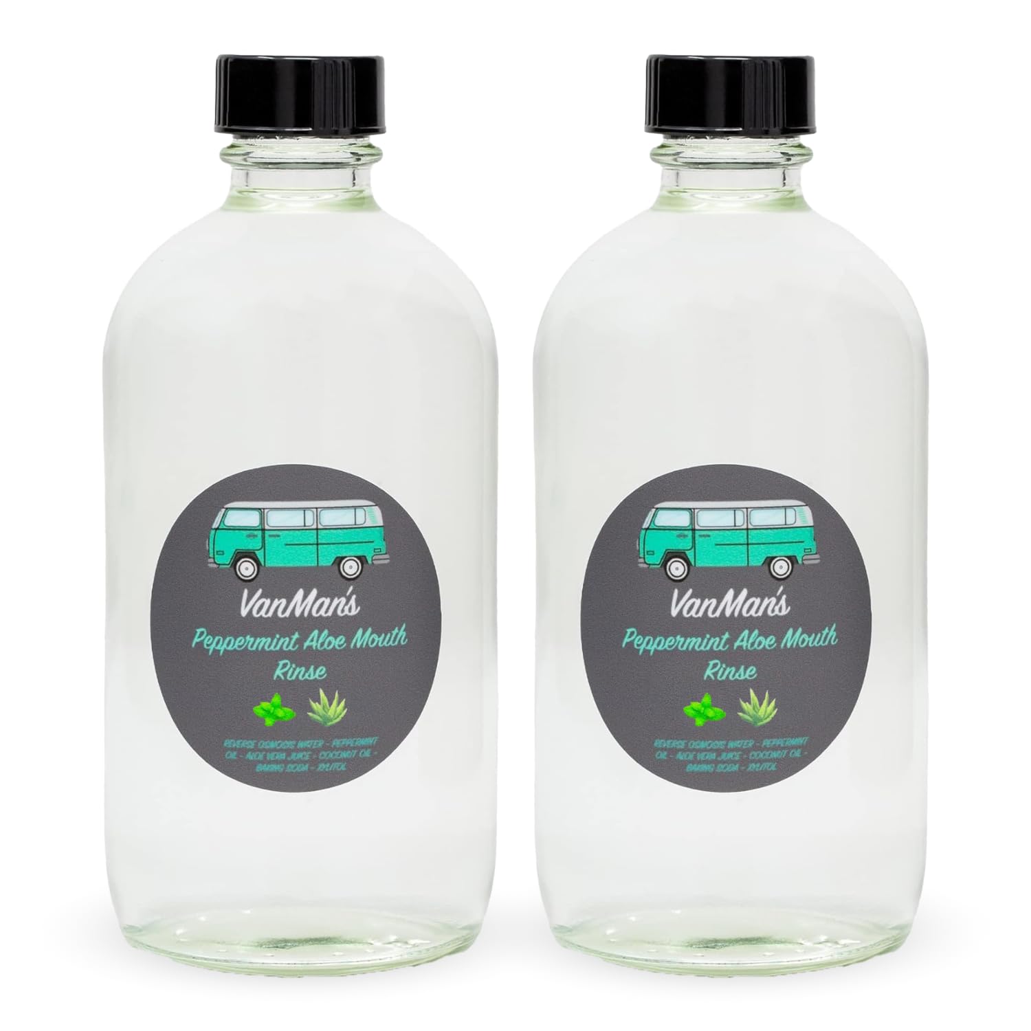 Vanman's - Oral Mouth Care Kit with Two Oral Rinse Mouthwash (8 Ounce) - Aloe, Fresh Mint Remineralizing Mouthwash for Gum Health, Bad Breath and Dry Mouth