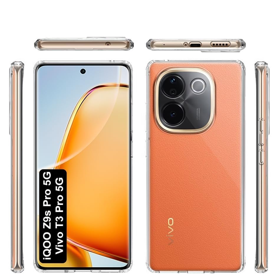 Image of COVERBLACK Soft Rubber Back Cover Compatible Model for IQOO I2305 / Z9s Pro 5G - Transparent