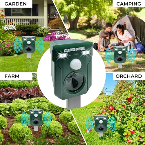 Kingdom Products Newest Autumn And Winter 2024/5 Solar Animal Repellent Motion Activated With Flashing Led Lights, Usb Cable And Alarm - Raccoon Repellent Deer Dog Birds Fox Rats Cat Animal Repeller Ultrasonic Outdoor thumb #2