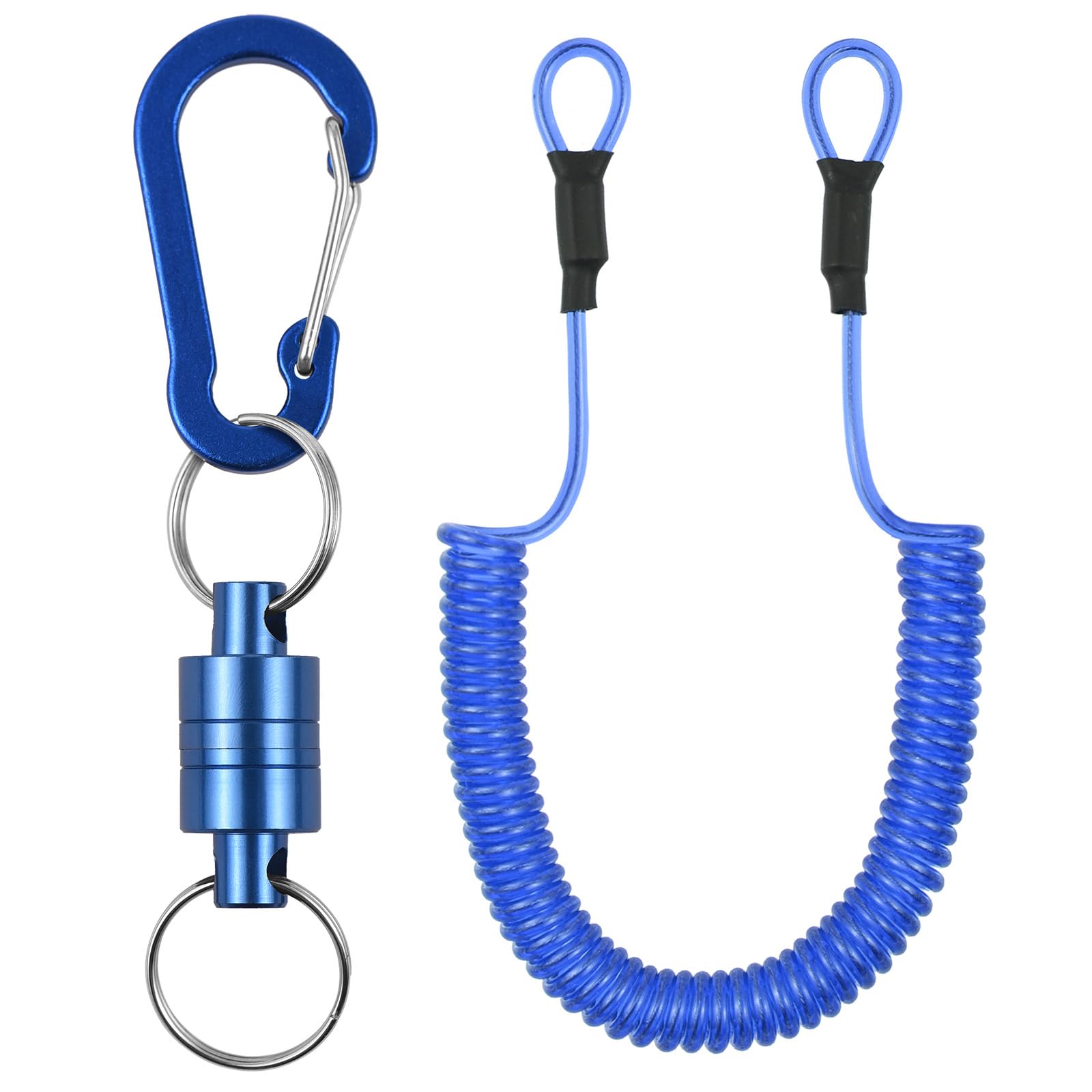 Lixada Magnetic Net Release Magnet Clip Holder for Fly Fishing with Quick Release Carabiner and Stretchable Spring Cord