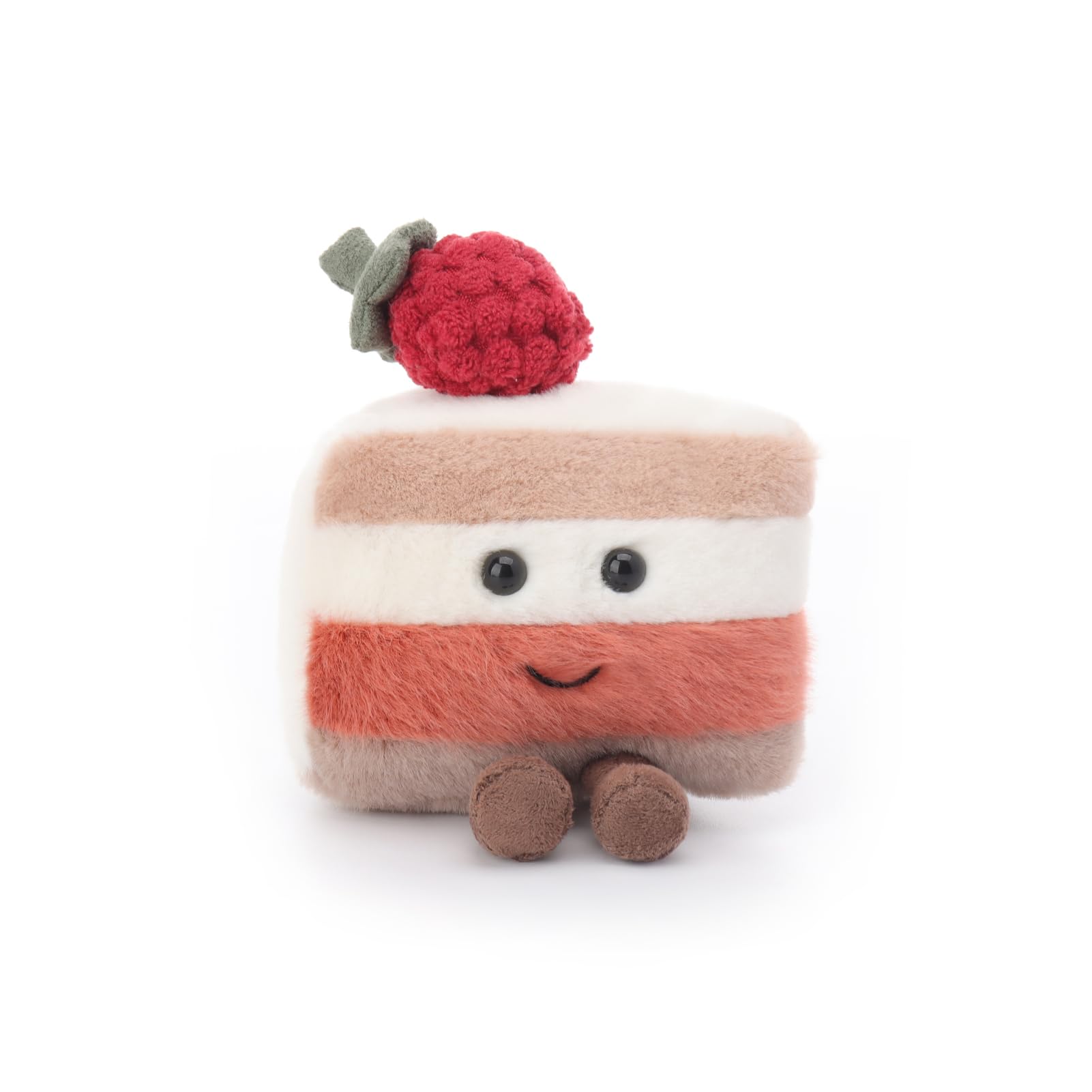 Apricot Lamb Sliced Strawberry Cake Food Plushies Stuffed Animals for Baby Girl and Boy, Soft Cute Plush Toys for Kids, 3.5 Inches