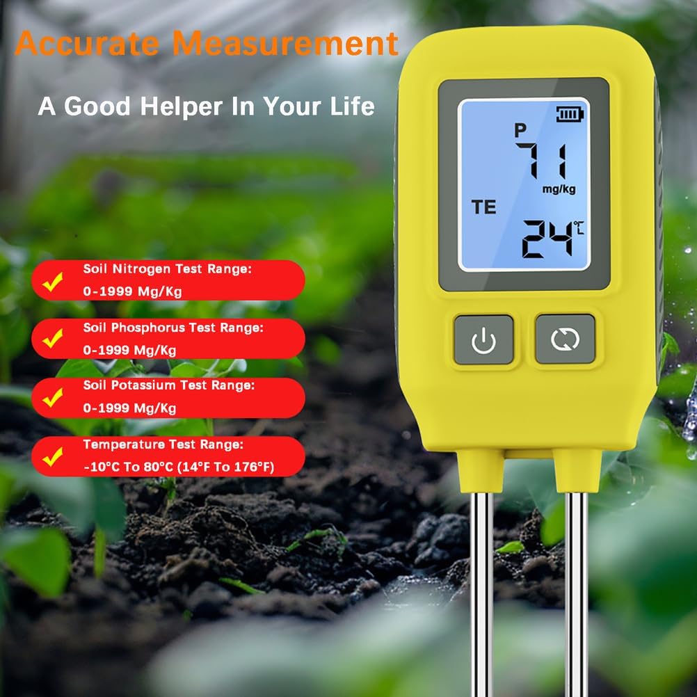 WGFXYBFY 4 In 1 土壌栄養テスター 多機能土壌検出器 デジタルLCDディスプレイ付き 土壌中の窒素、リン、カリウム成分