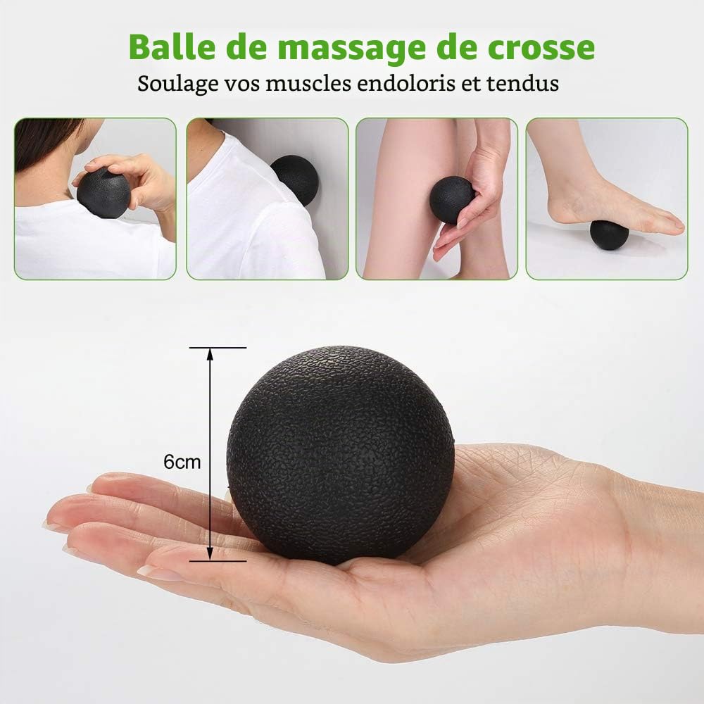 Odoland Foam Roller, Rouleau de Massage 5 en 1, Rouleau en Mousse avec Trigger Points + bâton de Rouleau Musculaire + balles de Massage + Sac de Transport pour Crossfit, Pilates
