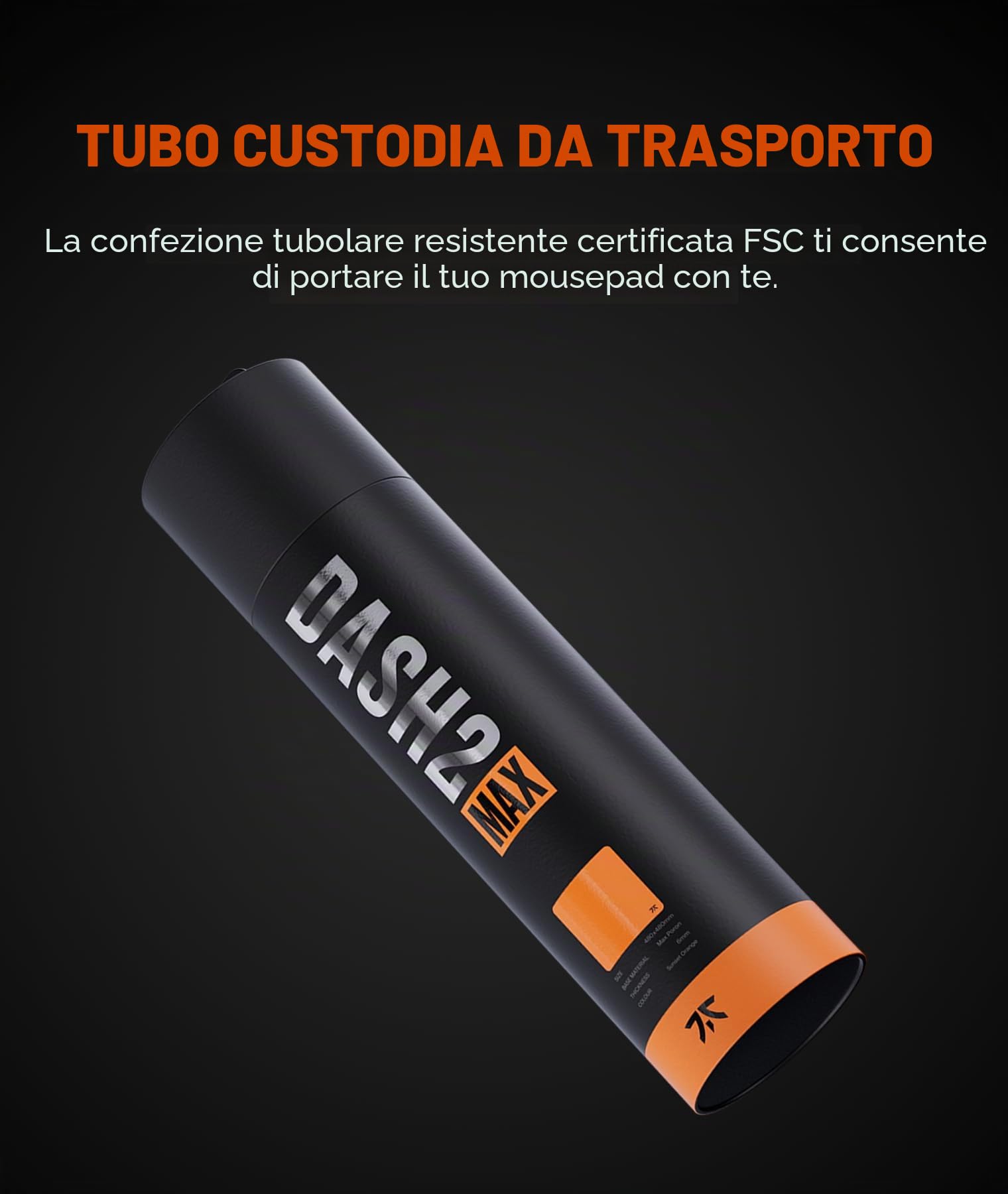 Fnatic MAX Dash L PRO - Tappetino per Mouse da Gioco con Superficie Veloce ​​in Tessuto Testurizzato Arancione, Rivestimento Resistente all'acqua, con Base in Schiuma PORON Antiscivolo (480x400x6mm)