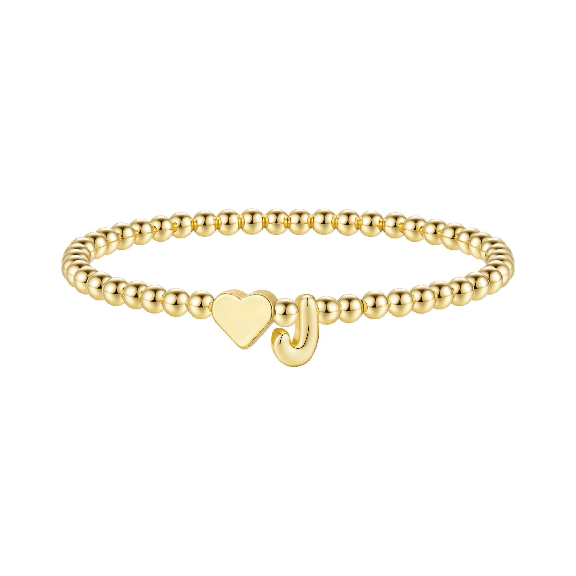TINGN Armband Damen Gold - 14K Gold Vergoldet Herz Buchstaben Armband A-Z Perlenarmband Armbänder Personalisierte Geschenke Geburtstagsgeschenk für Frauen Mädchen Mama Freundin Geschenk Schmuck Damen