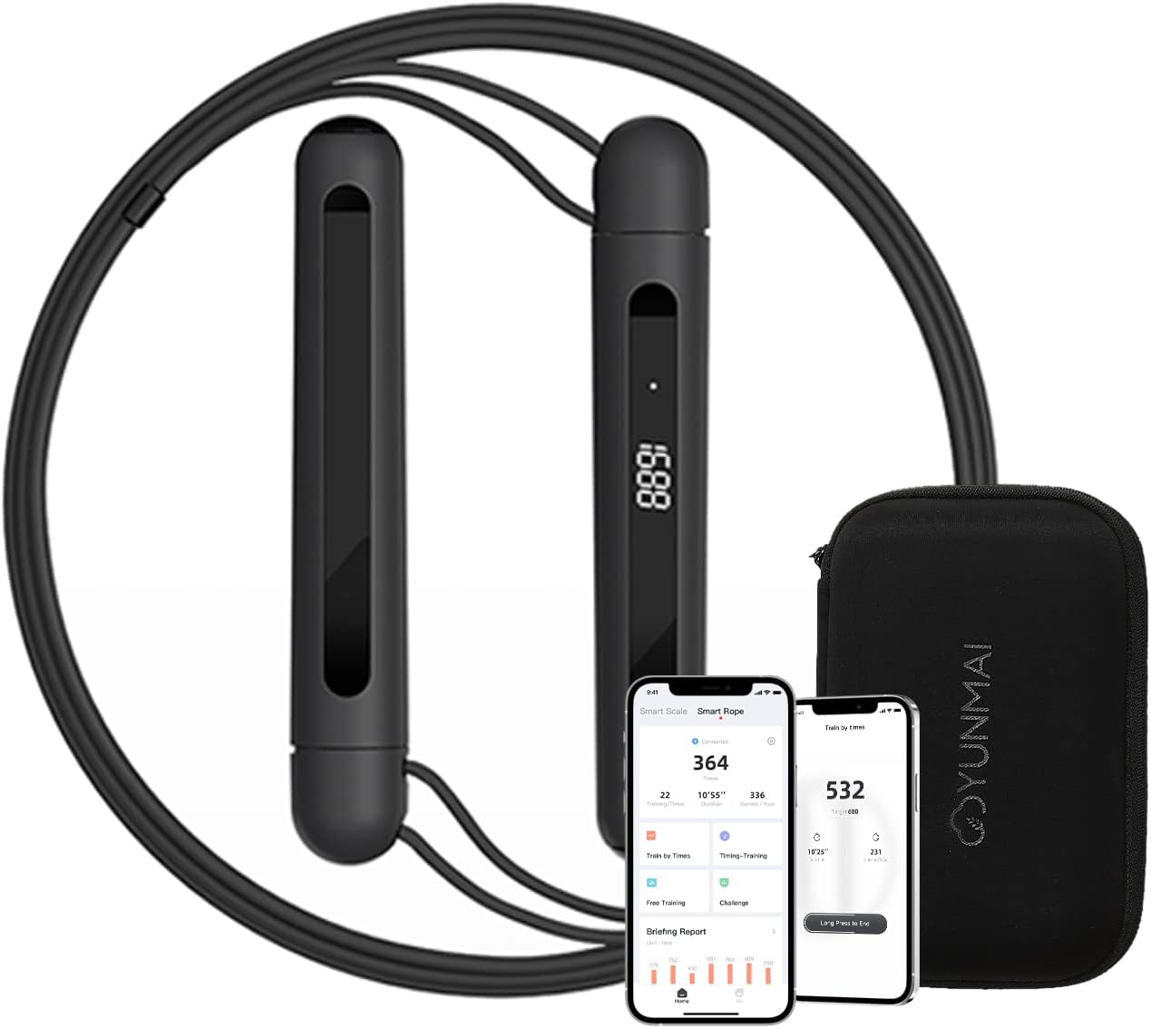 YUNMAI Speed Skipping Rope, Professional Skipping Rope with App (4 Sport Modes) Speed Adjustable LED Jump Rope, Fitness Skipping Rope for Children Adults Jump Rope for Calorie Burning