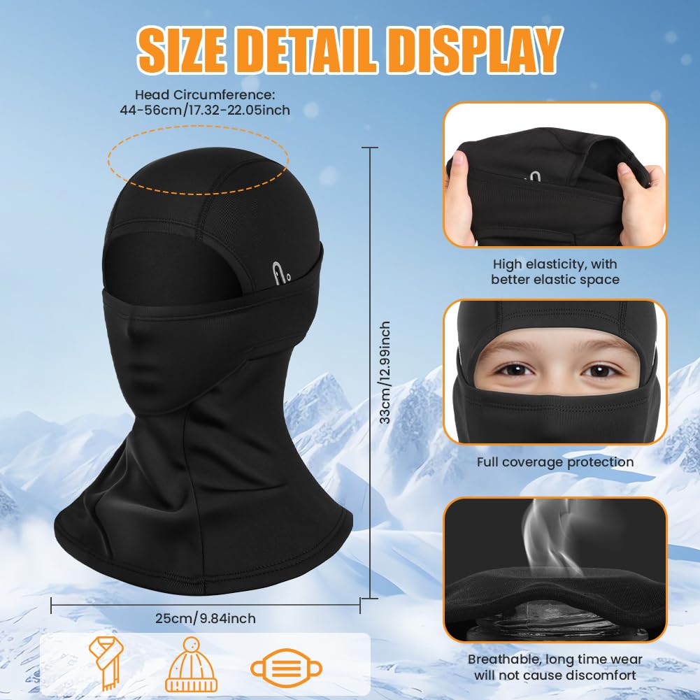 Pasamontañas Térmico para Niños, Balaclava Protector, Pasamontañas Niño Multifuncional Máscara, Cálido Calentador de Cuello para Niños y Niñas Ciclismo, Esquí y Deportes al Aire Libre